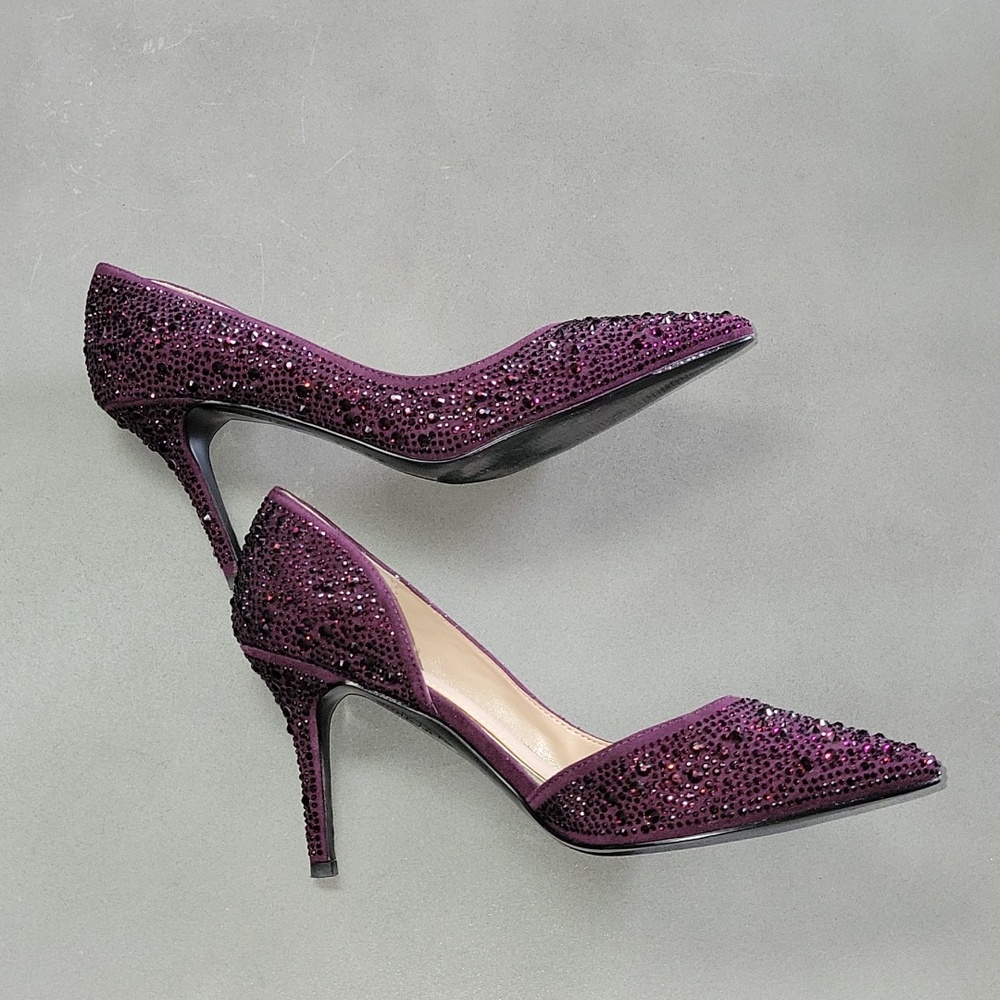 White House Black Market Rhinestone Emelia Empire Plum Heels Size 6